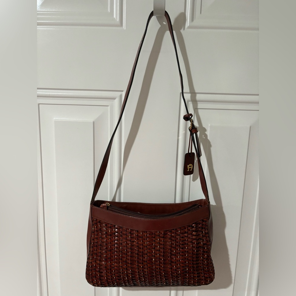 Etienne Aigner Brown Leather Handbag 10.5" Wide x 6" High x 3" Deep at Bottom